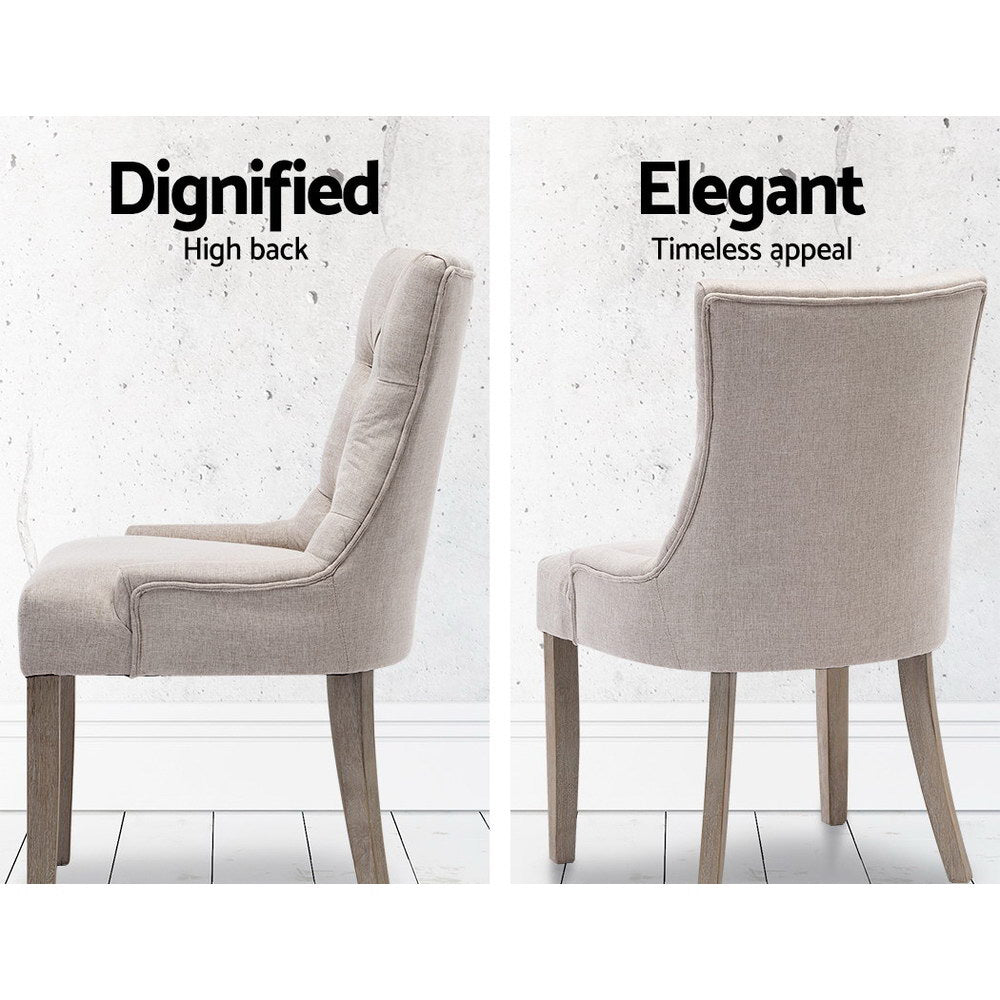 French Provincial Dining Chairs Set of 2 - Beige