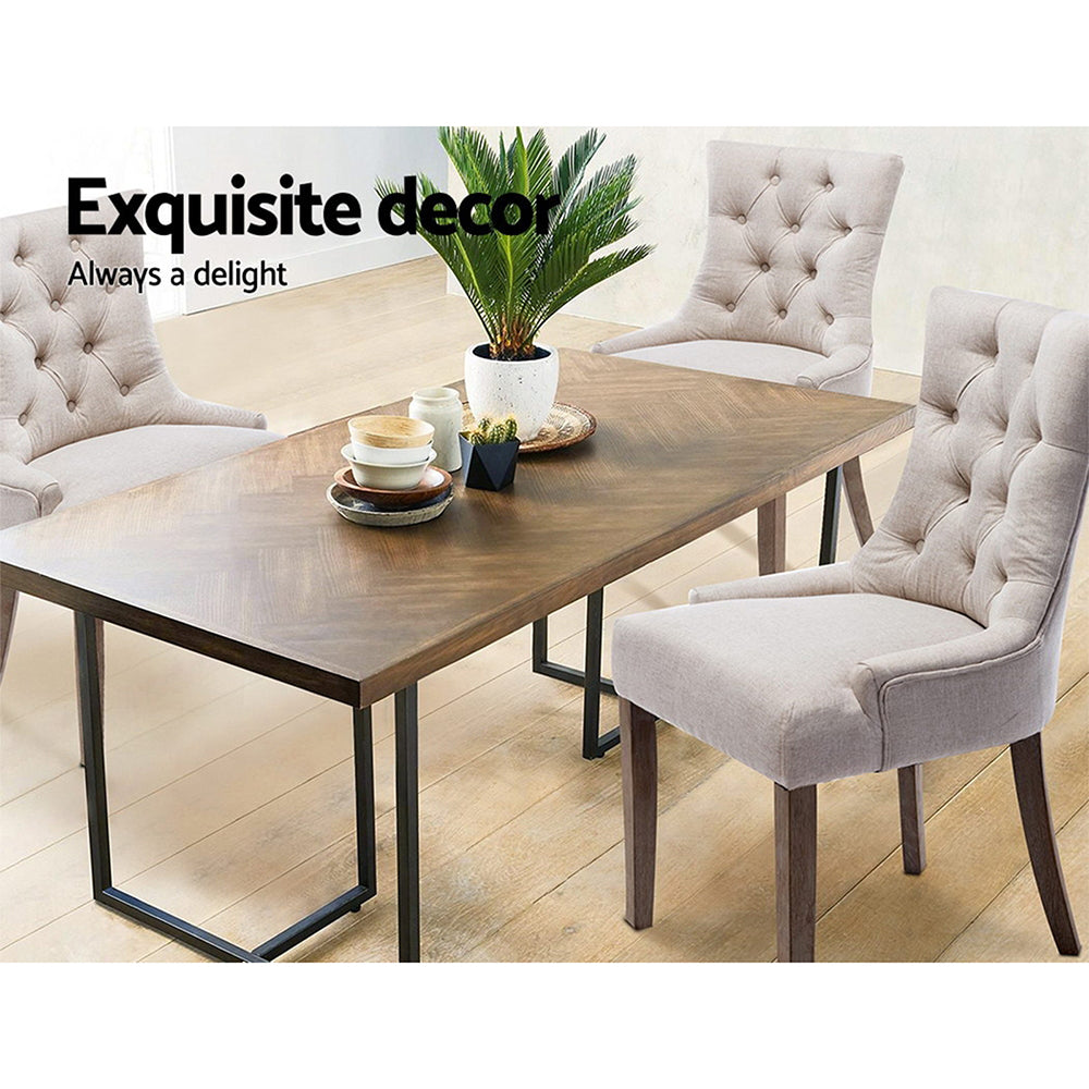 French Provincial Dining Chairs Set of 2 - Beige