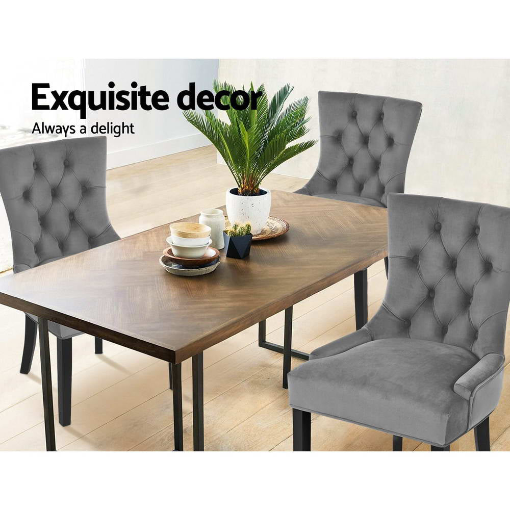 French Provincial Dining Chairs Set of 2 - Grey