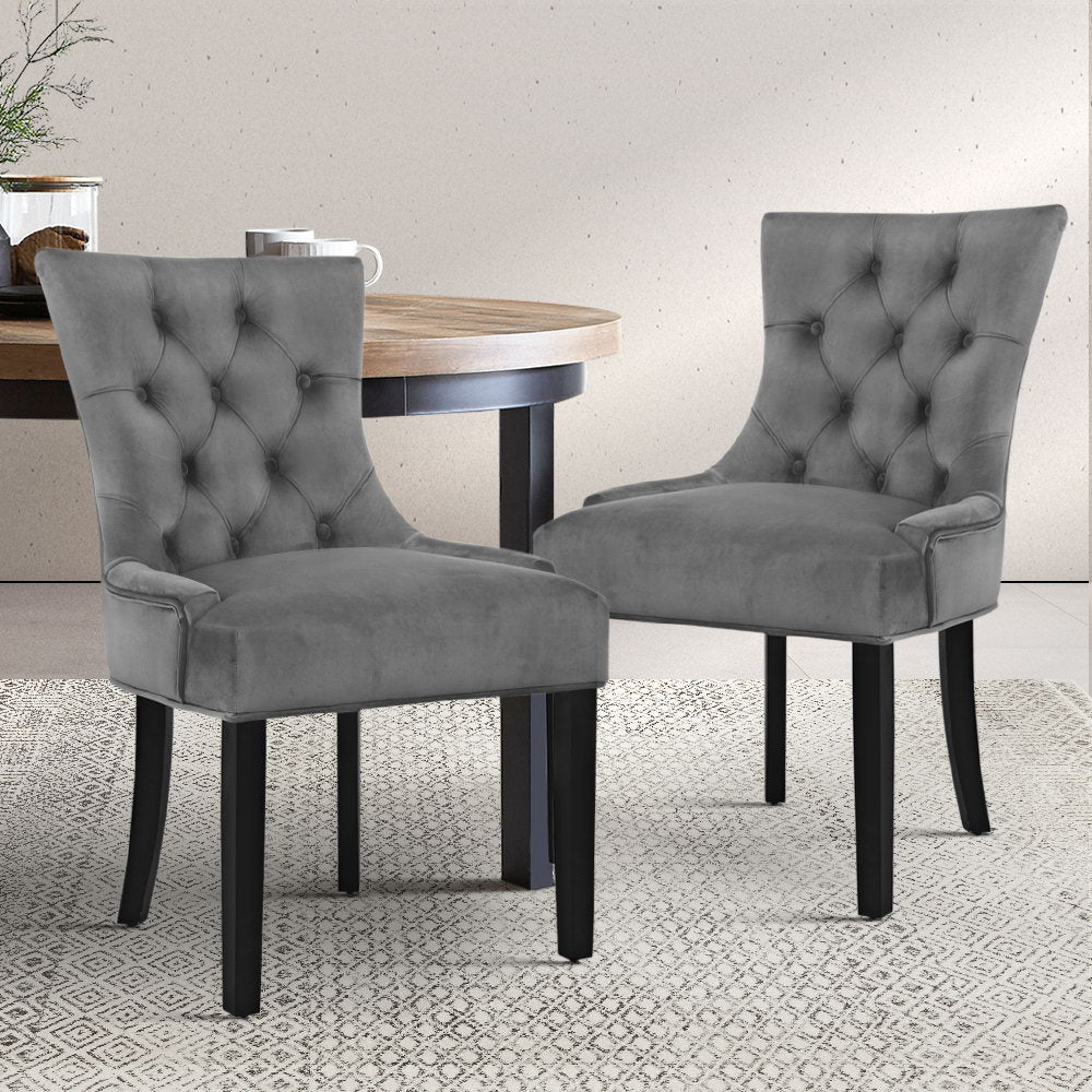 French Provincial Dining Chairs Set of 2 - Grey