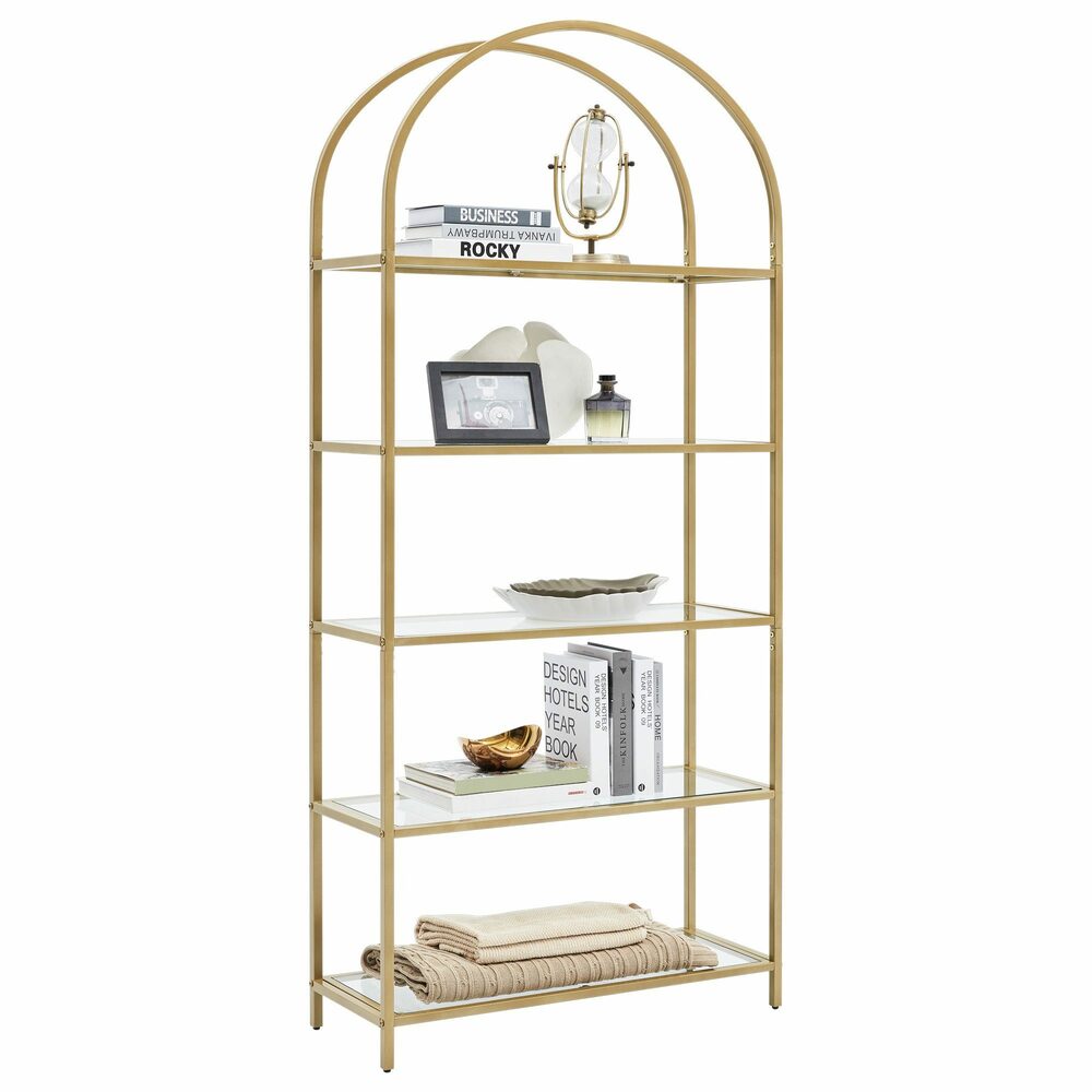 Audrey 5 Tier Gold Metal Bookshelf