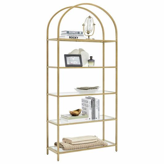 Audrey 5 Tier Gold Metal Bookshelf