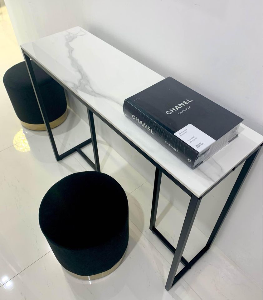 Stone Marble Console Table- Black