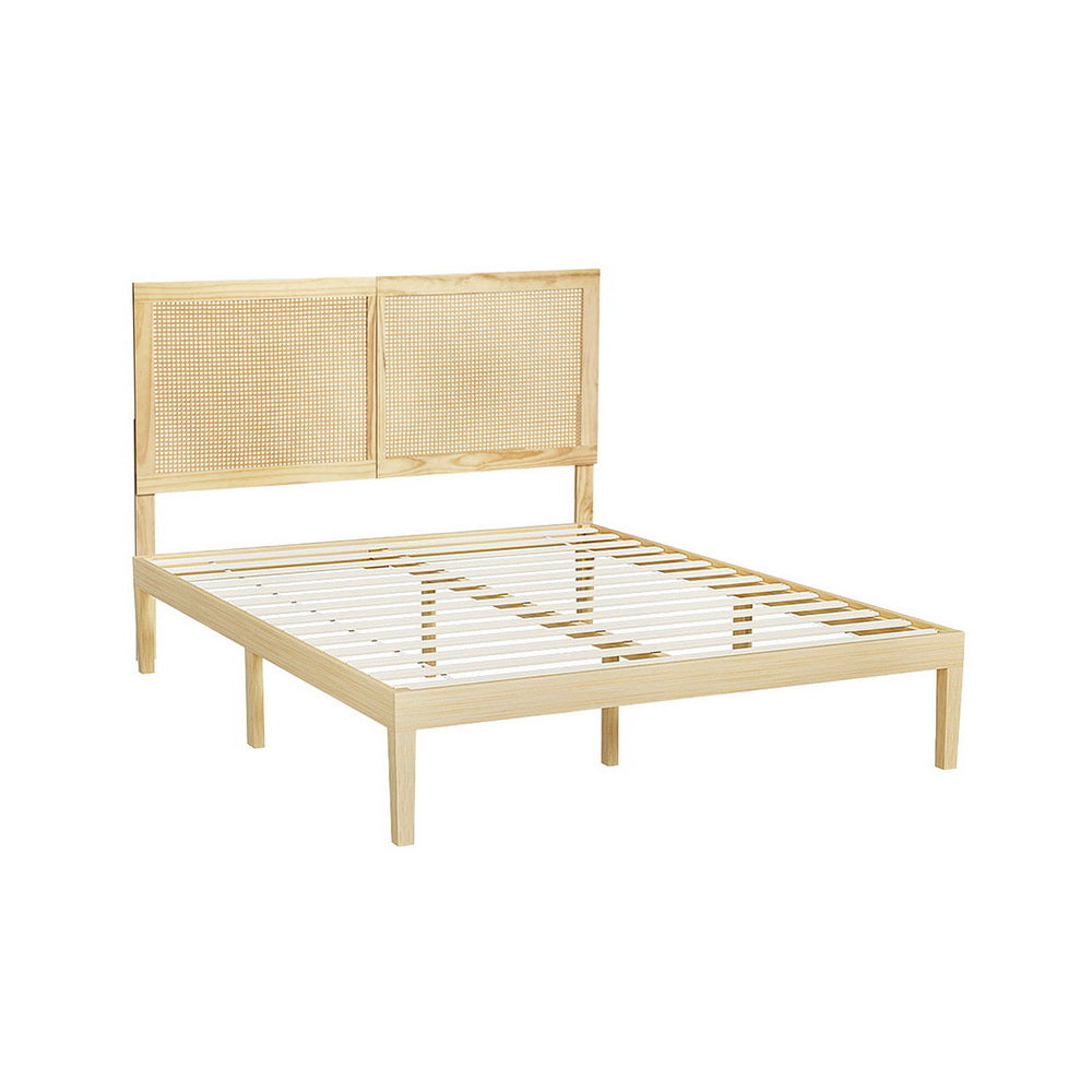 Bruno Rattan Headboard Queen Bed Frame