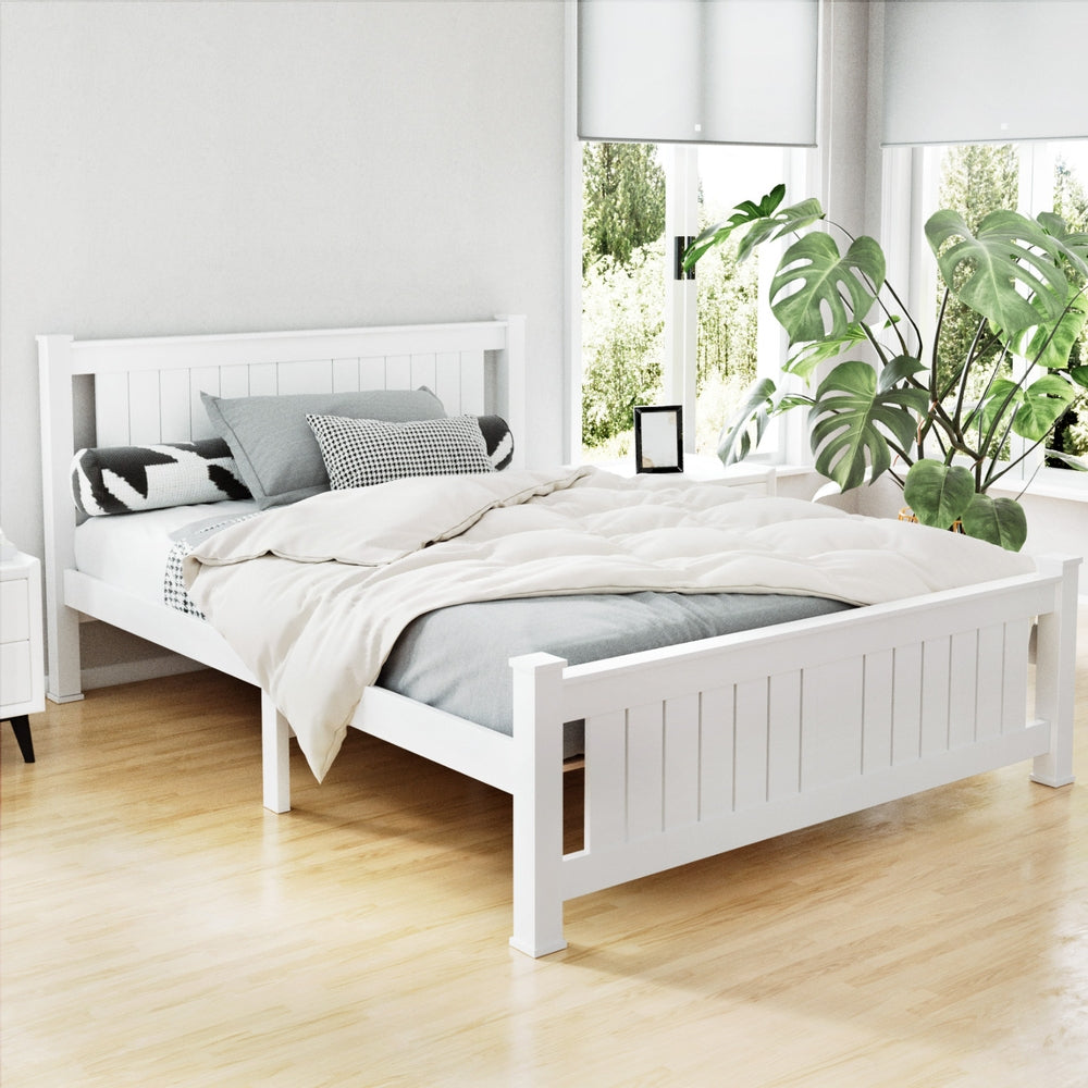 Rio Wooden Bed Frame Double Size - White 