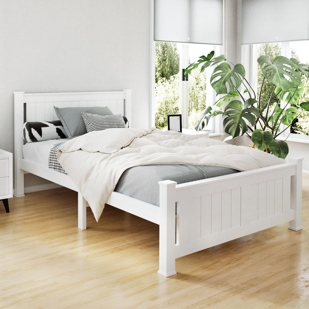 Rio Wooden Bed Frame King Single Size - White