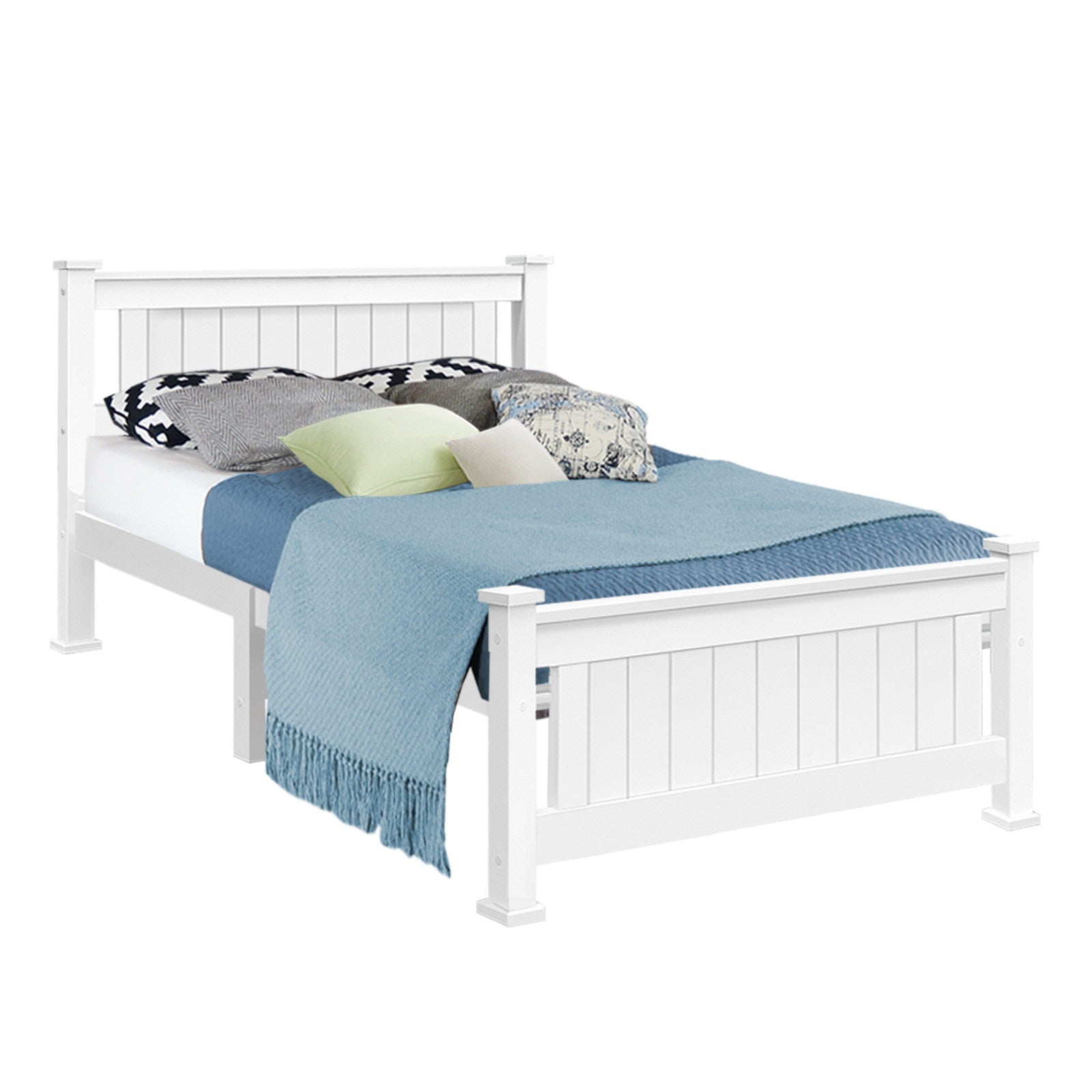Rio Wooden Bed Frame King Single Size - White
