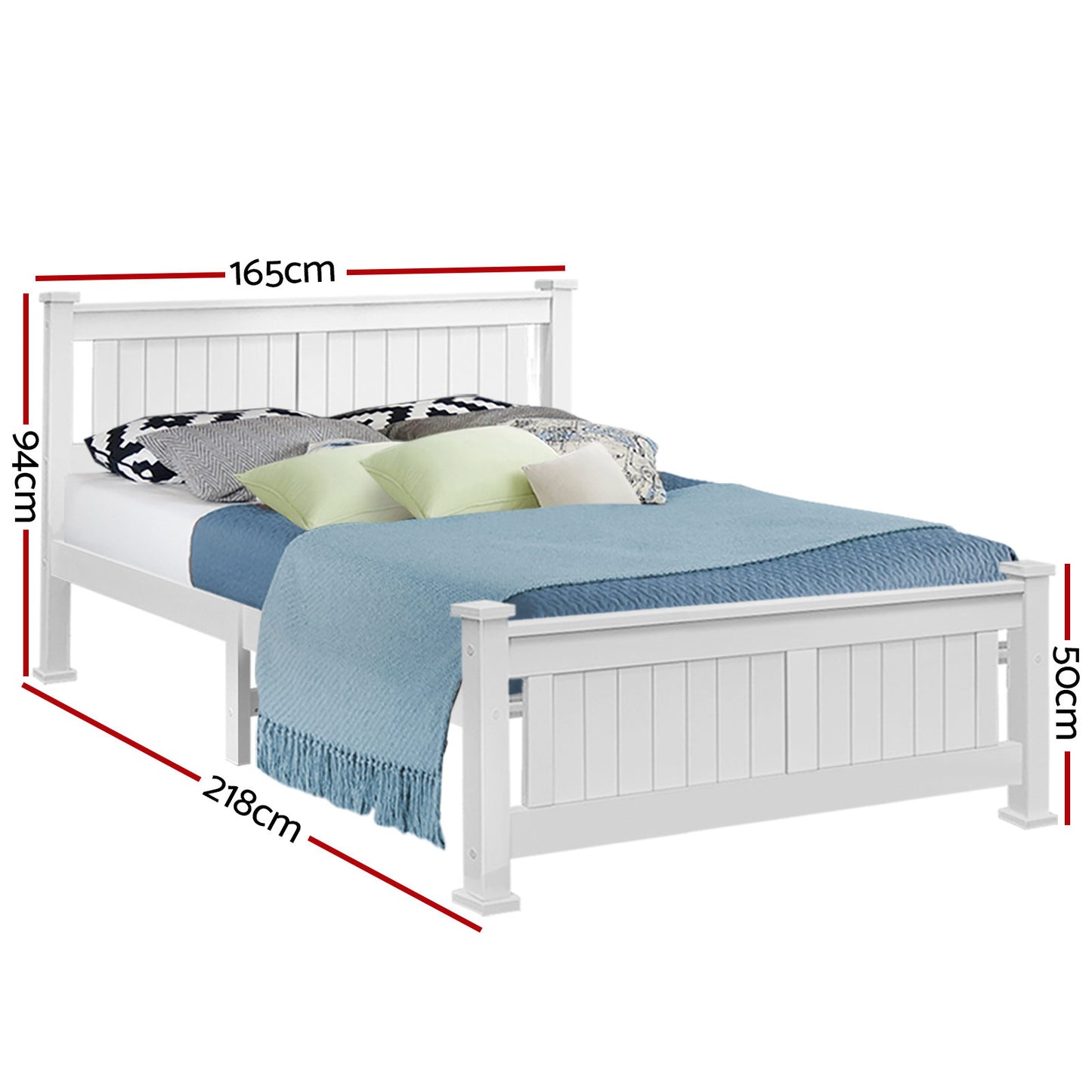 Rio Wooden Bed Frame Queen Size - White