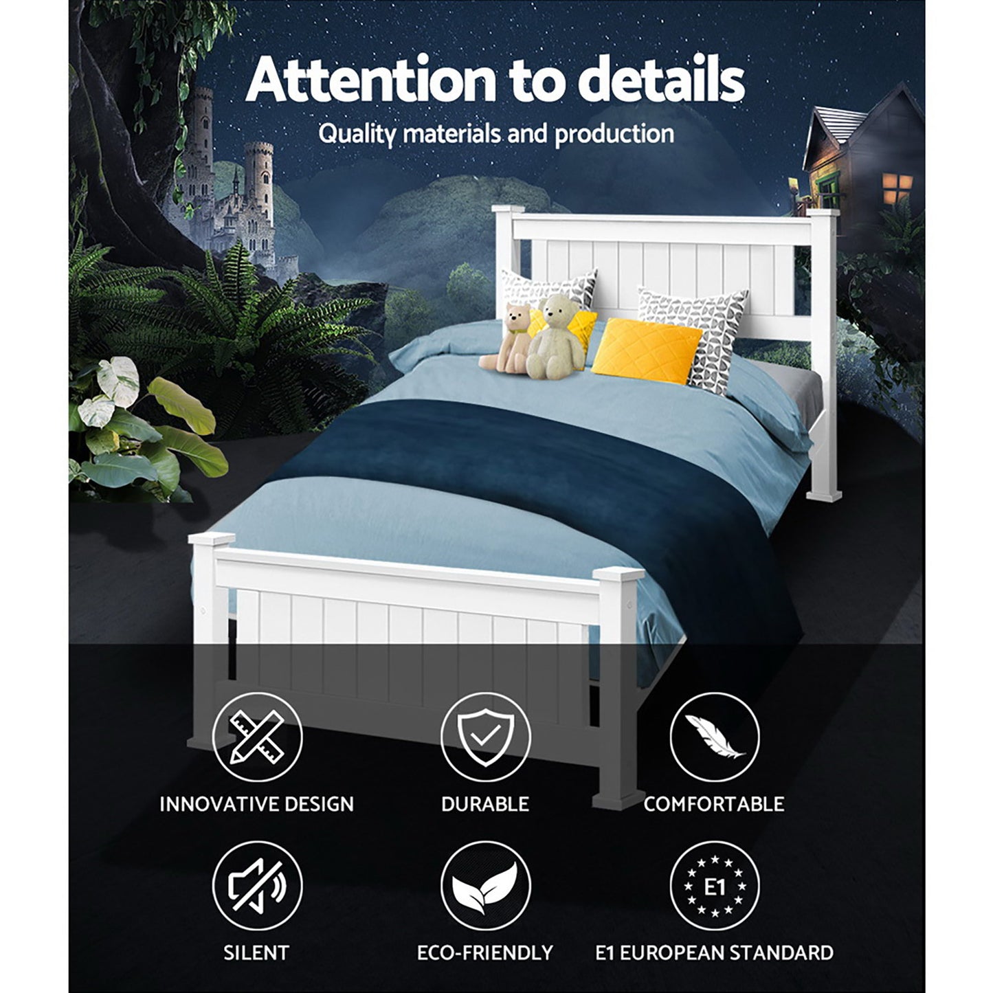 Rio Wooden Bed Frame Single Size - White