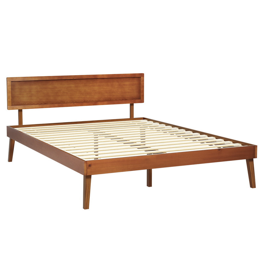 Splay Bed Frame Queen Size Wooden Bed Base - Walnut