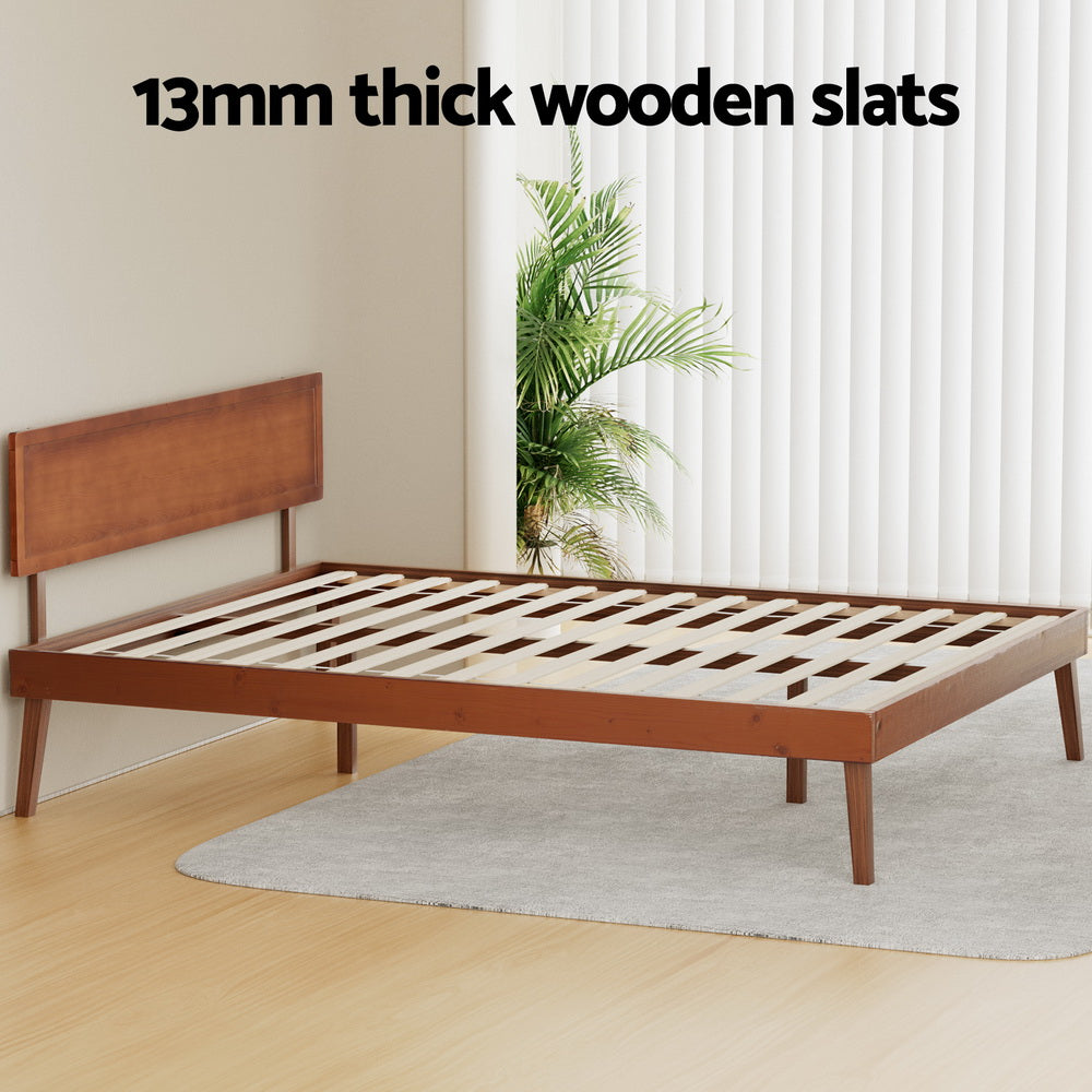 Splay Bed Frame Queen Size Wooden Bed Base - Walnut