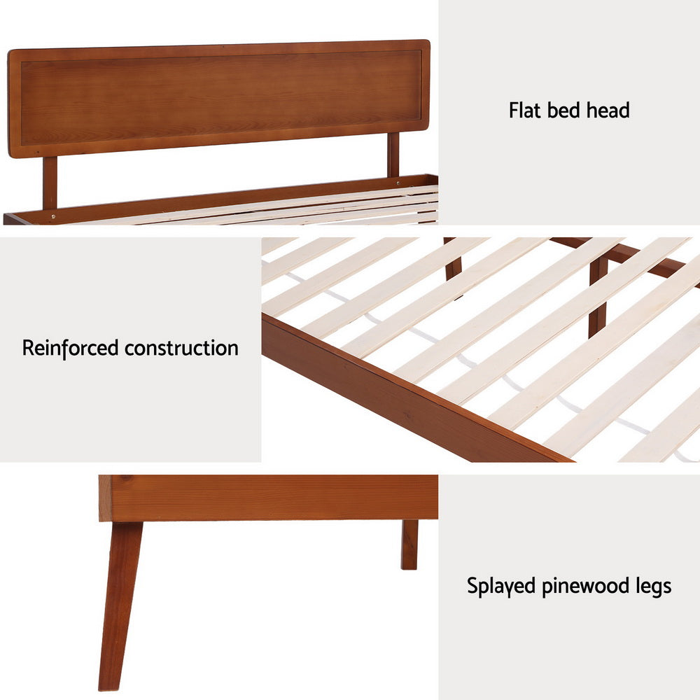 Splay Bed Frame Queen Size Wooden Bed Base - Walnut