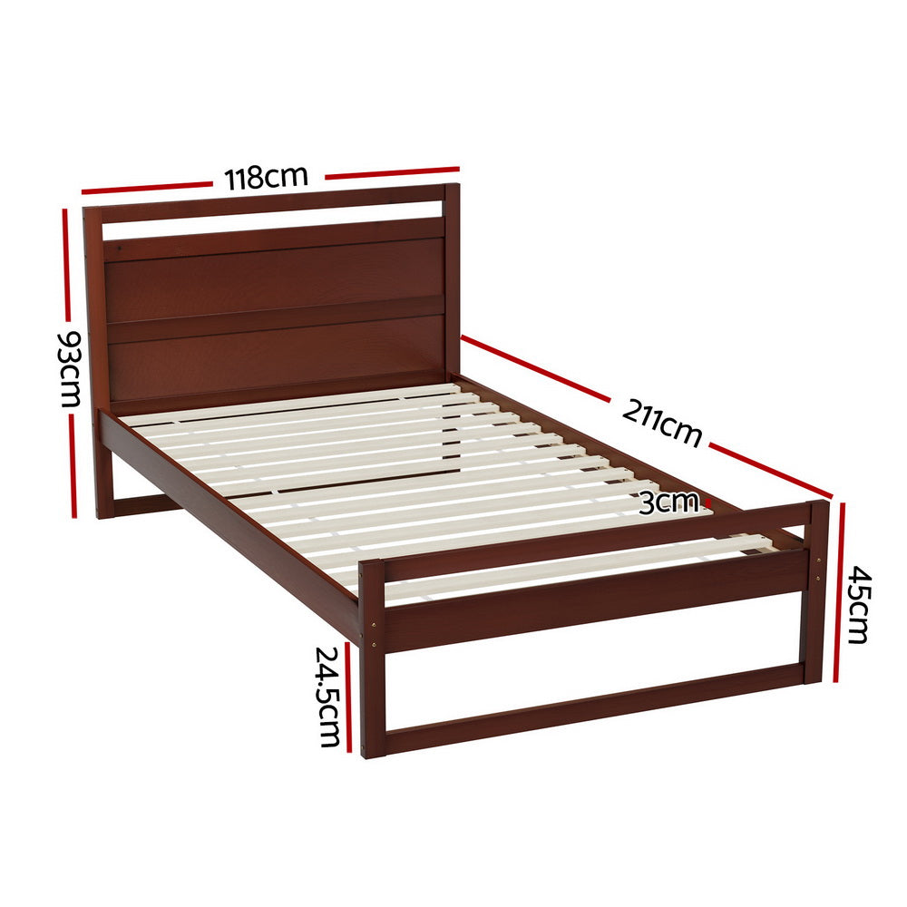 Witton Bed Frame King Single Size Wooden - Walnut