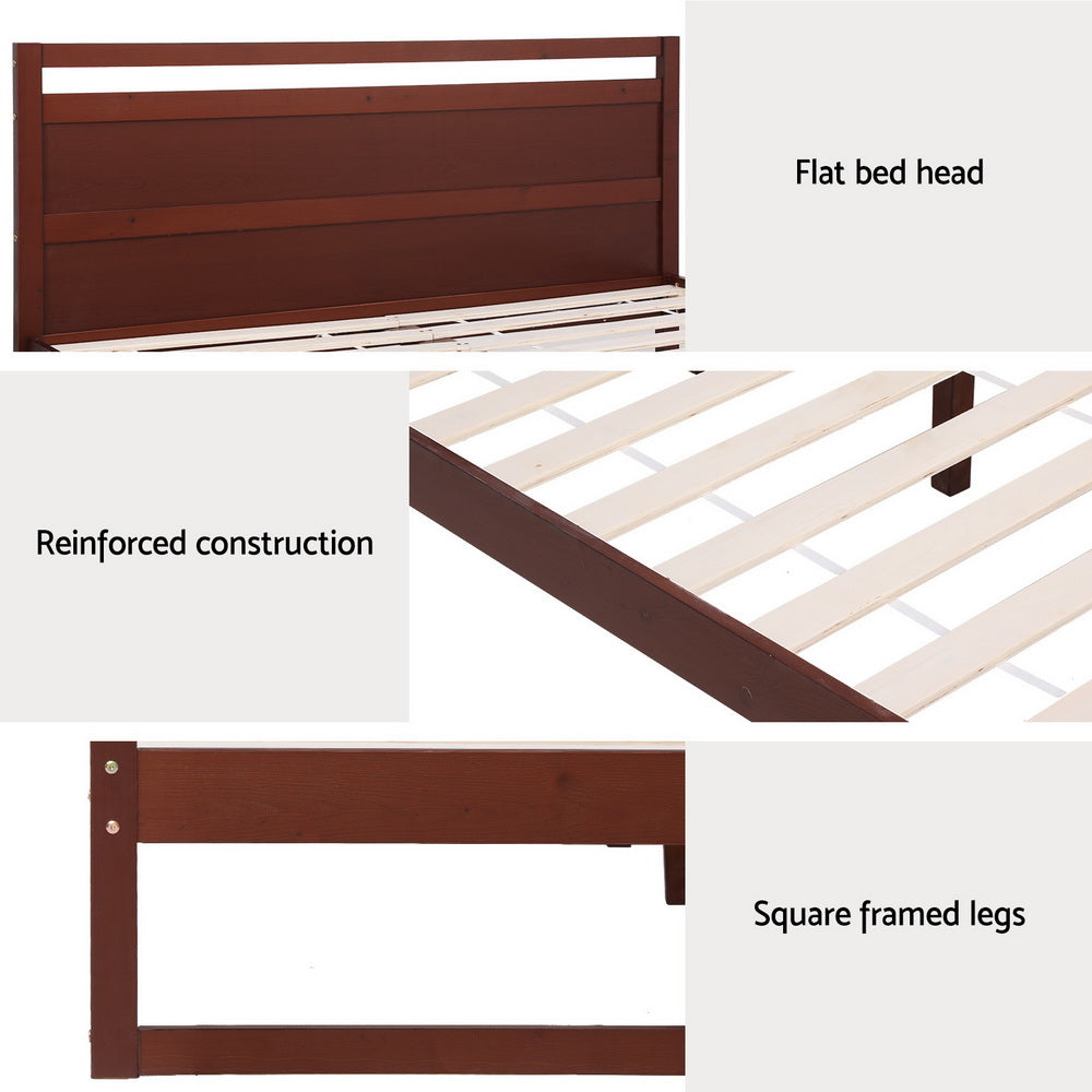Witton Bed Frame King Single Size Wooden - Walnut