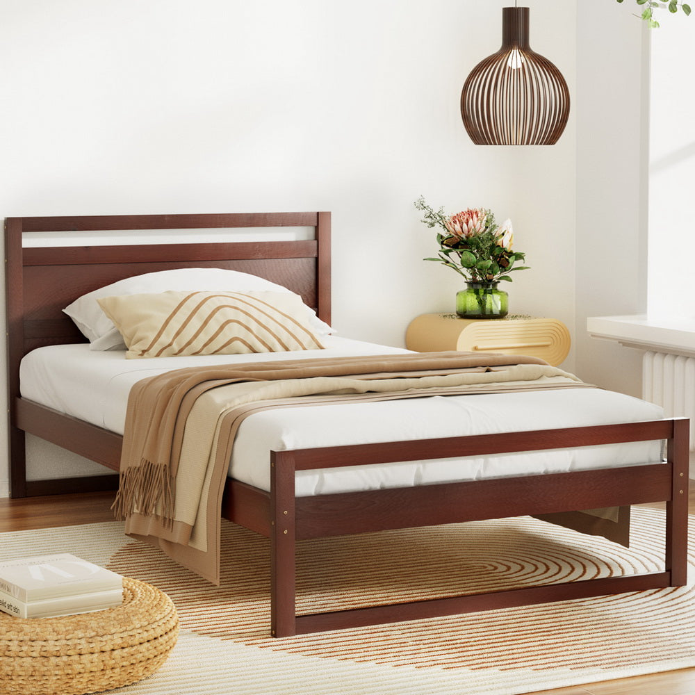 Witton Bed Frame King Single Size Wooden - Walnut