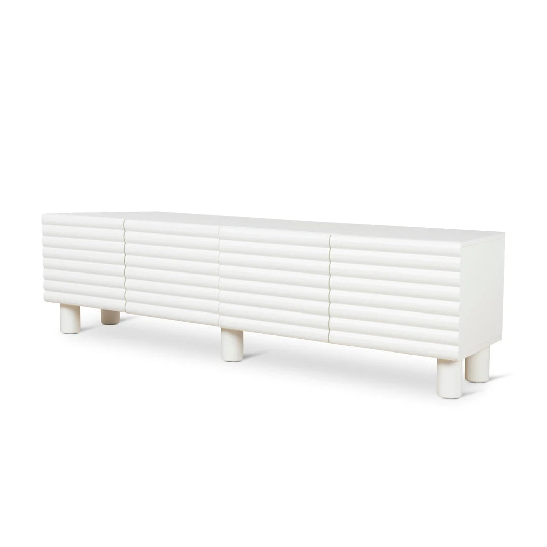 White Fluted TV Entertainment Unit
