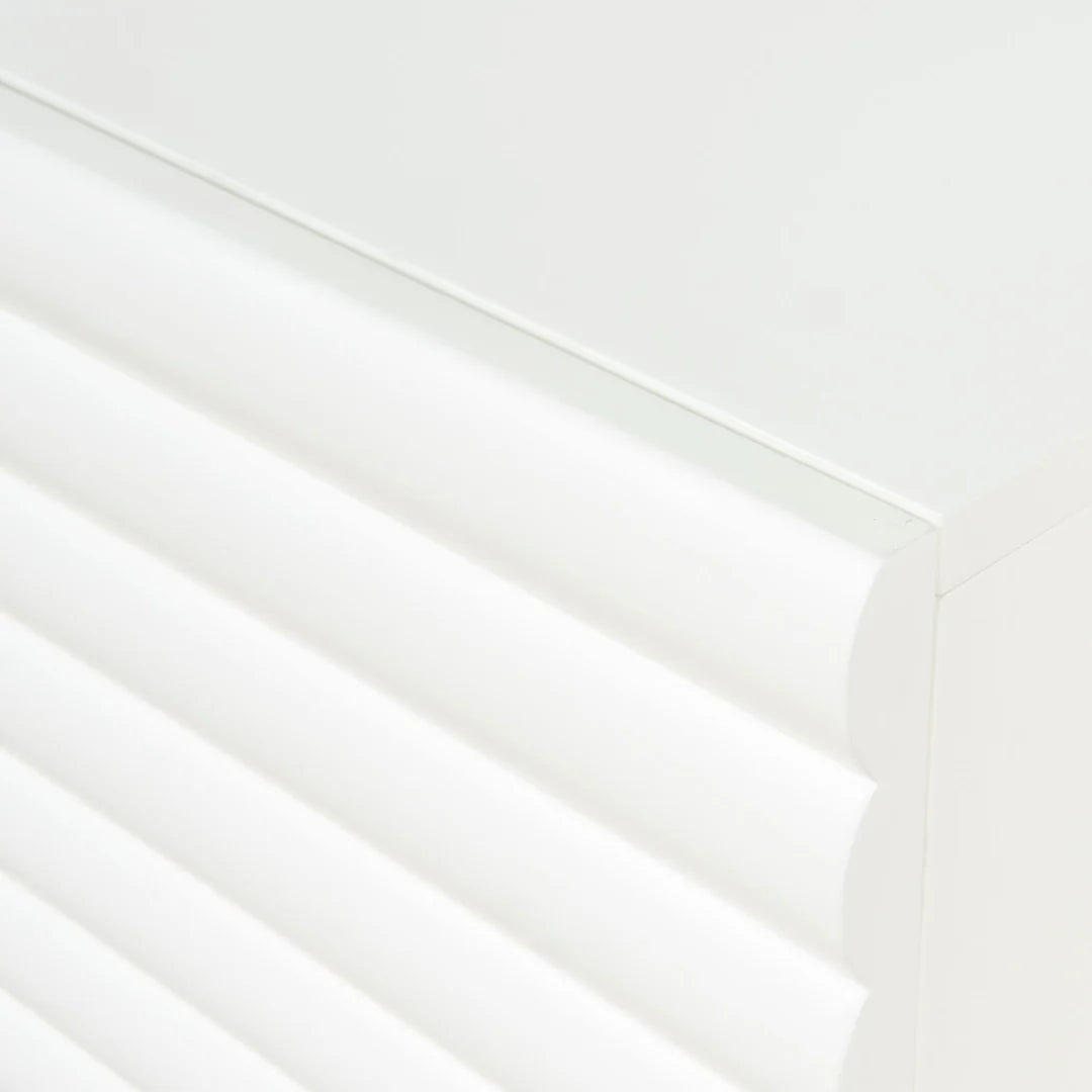 White Fluted TV Entertainment Unit