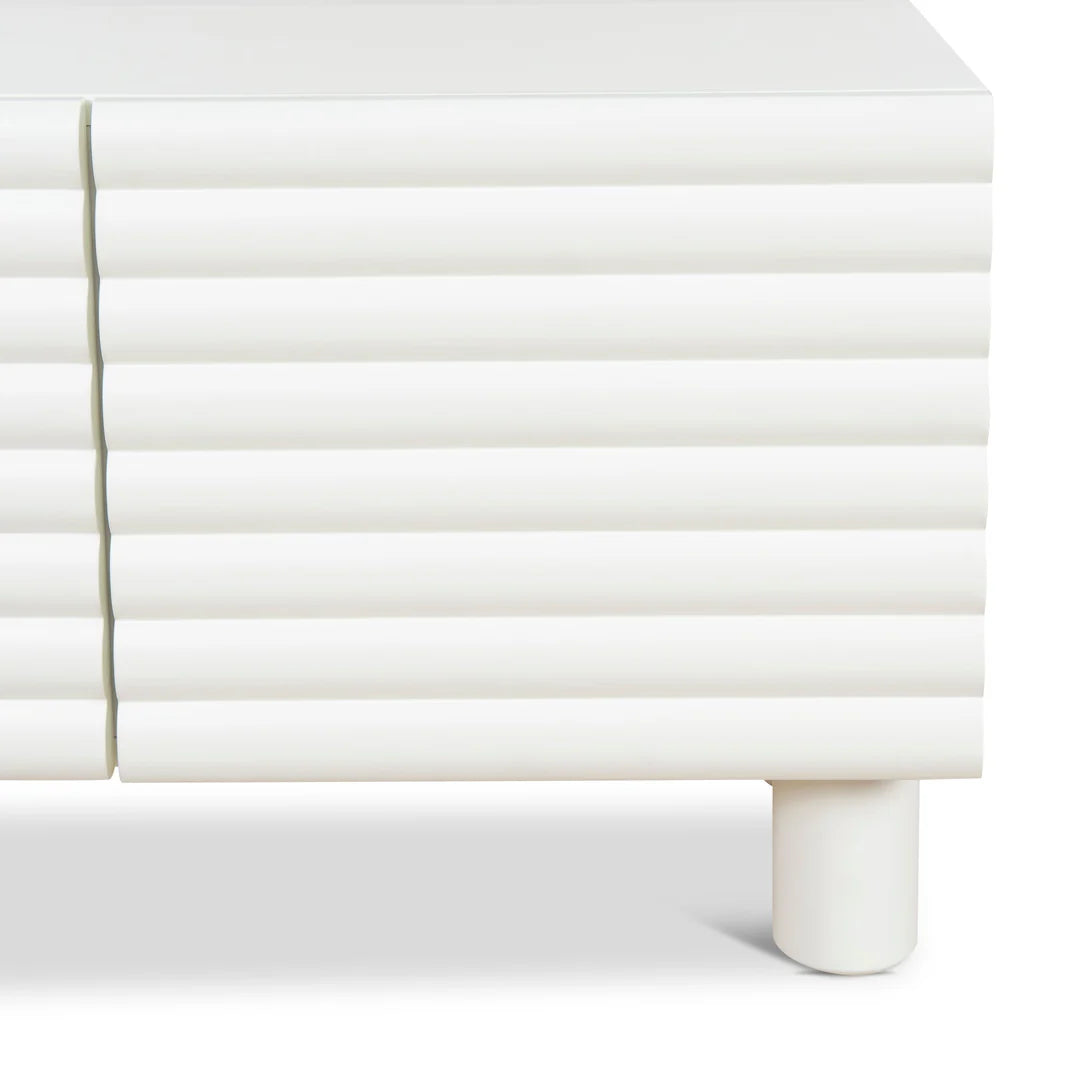 White Fluted TV Entertainment Unit