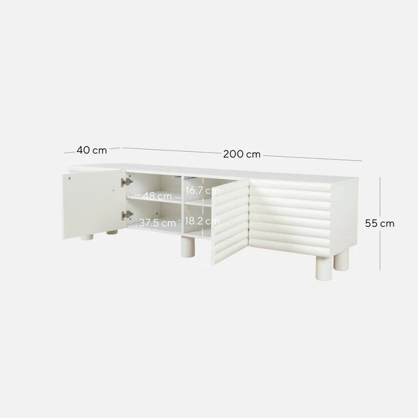 White Fluted TV Entertainment Unit