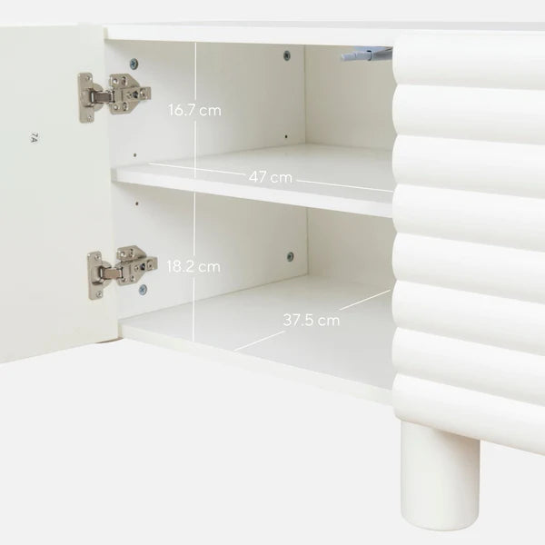 White Fluted TV Entertainment Unit