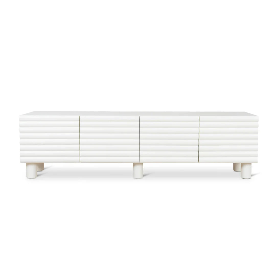 White Fluted TV Entertainment Unit
