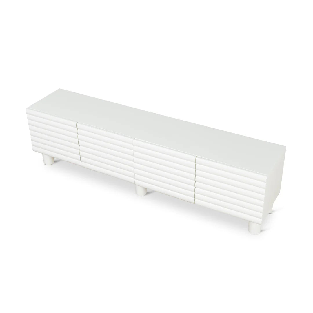 White Fluted TV Entertainment Unit