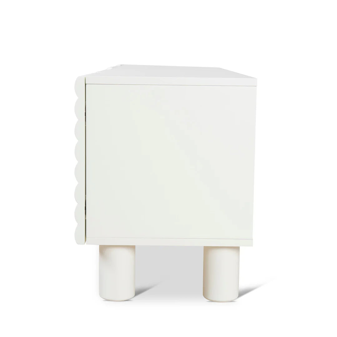 White Fluted TV Entertainment Unit