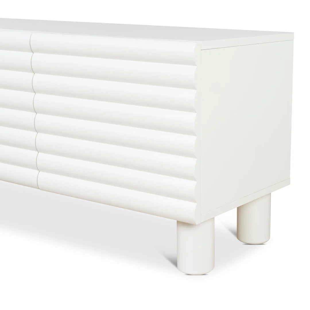 White Fluted TV Entertainment Unit