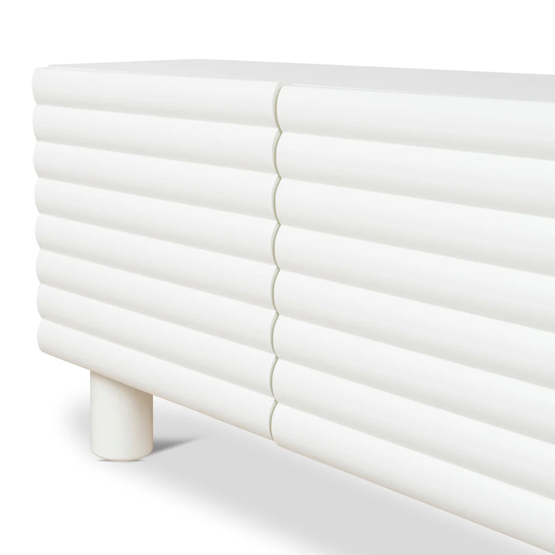 White Fluted TV Entertainment Unit