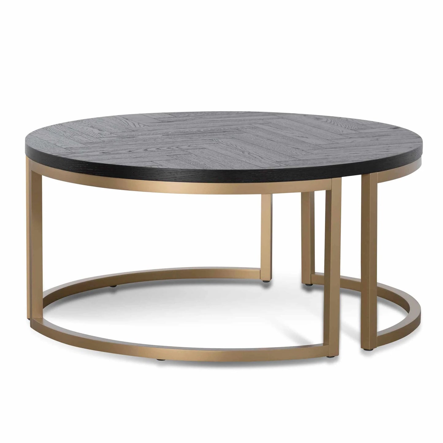 Wilma Round Coffee Table - Peppercorn and Brass