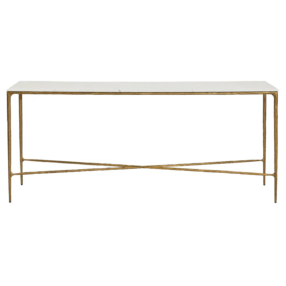 Heston Marble Console Table - Large Brass