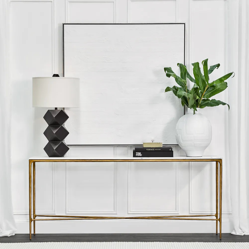 Heston Marble Console Table - Large Brass