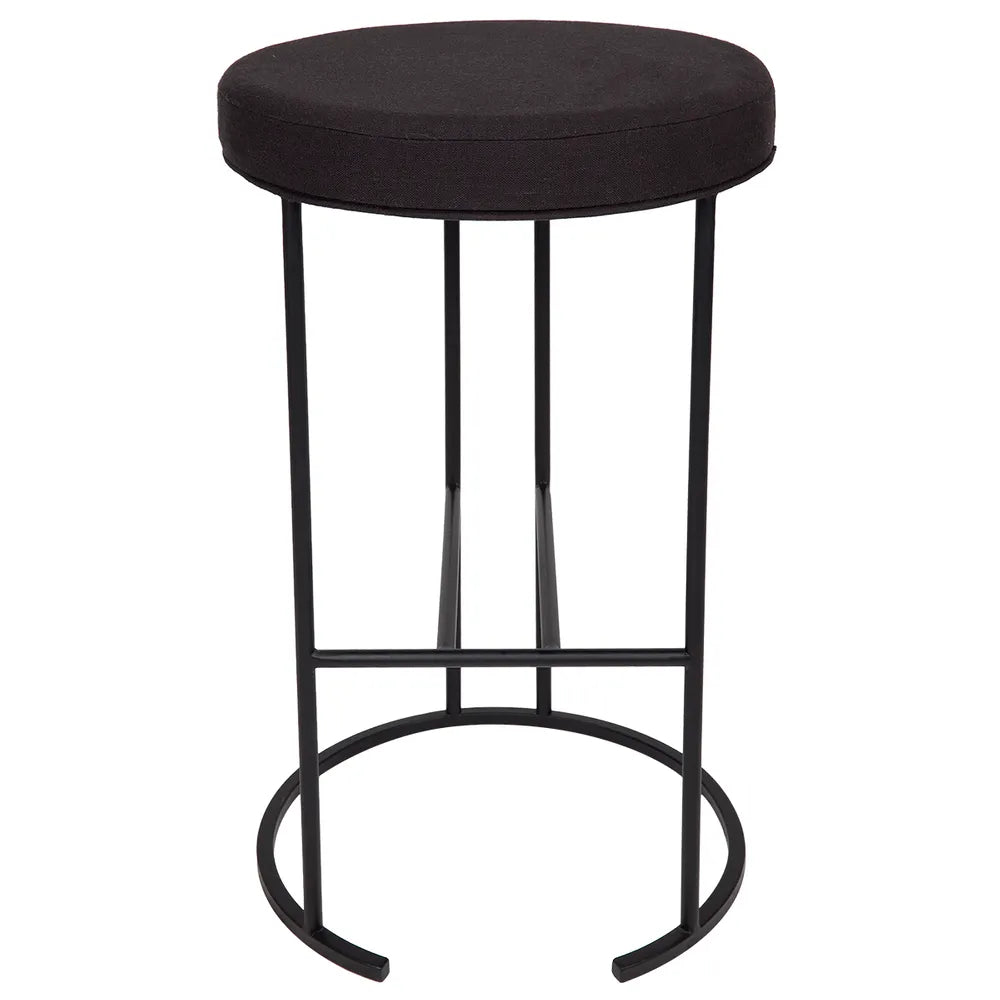 Blackley Black Iron Kitchen Stool - Black Linen