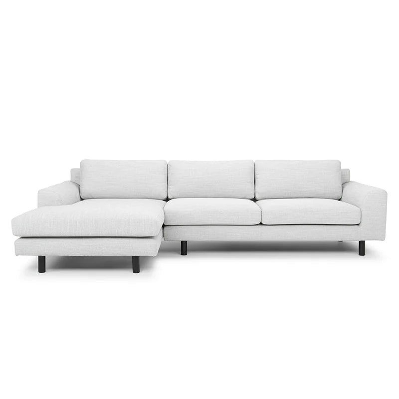 Margo 3 Seater Left Chaise Sofa - Light Texture Grey - Black legs