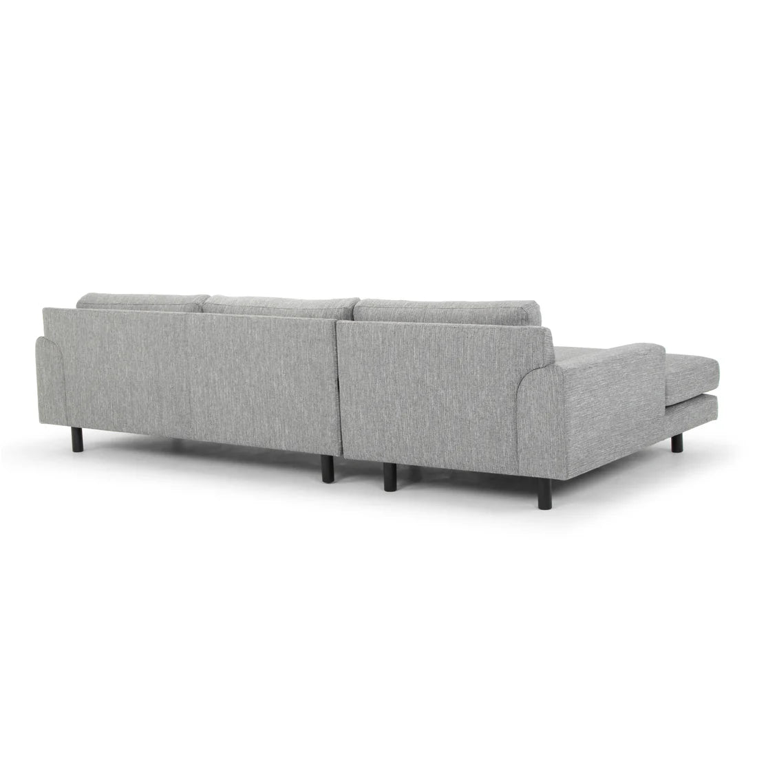 Margo 3 Seater Left Chaise Sofa - Light Texture Grey - Graphite Grey with Black Legs