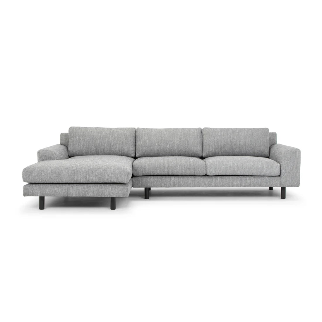 Margo 3 Seater Left Chaise Sofa - Light Texture Grey - Graphite Grey with Black Legs