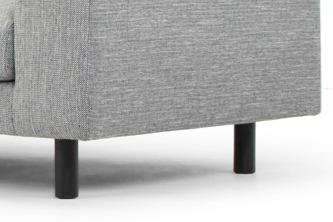 Margo 3 Seater Left Chaise Sofa - Light Texture Grey - Graphite Grey with Black Legs