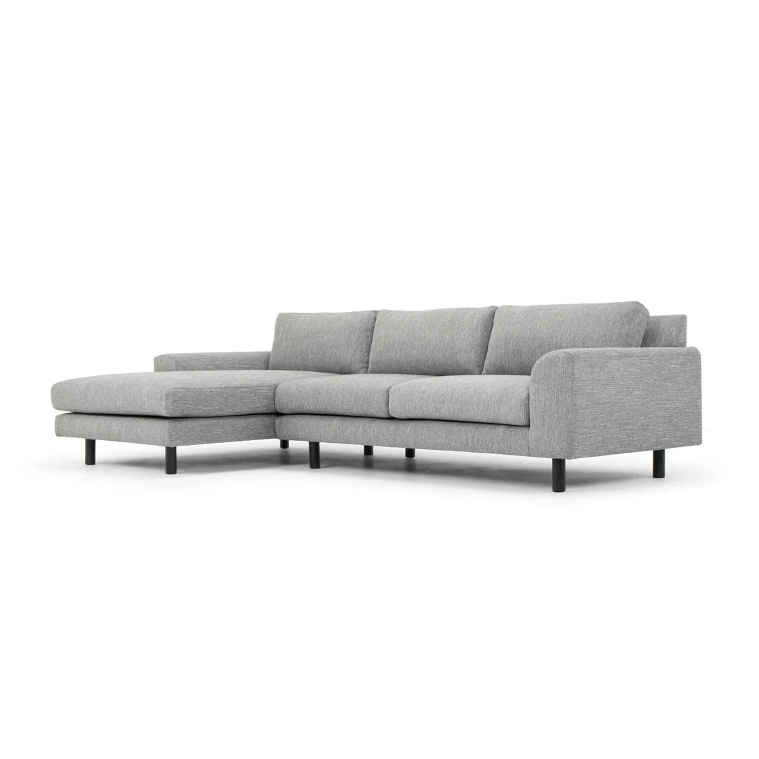 Margo 3 Seater Left Chaise Sofa - Light Texture Grey - Graphite Grey with Black Legs