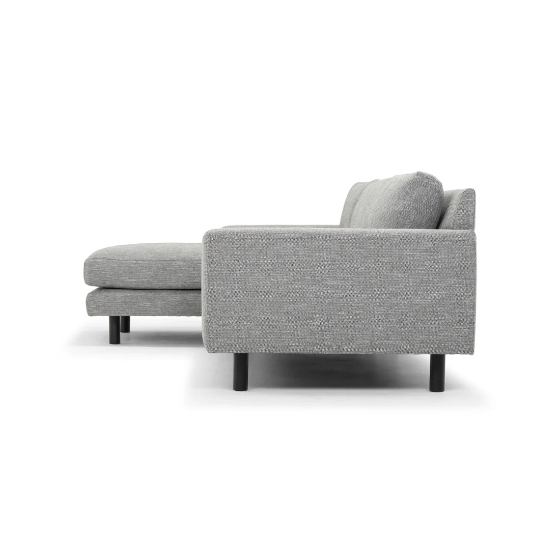 Margo 3 Seater Left Chaise Sofa - Light Texture Grey - Graphite Grey with Black Legs