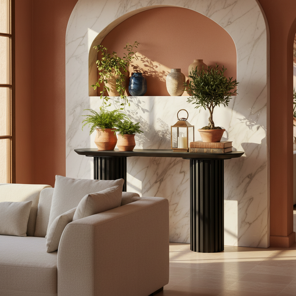 Morpheus Console Table - Black in Mediterranean Living Room