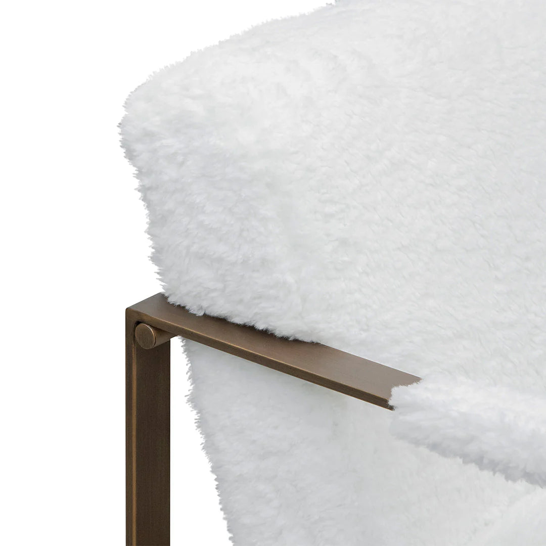 Isla White Fur Armchair - Antique Golden Frame