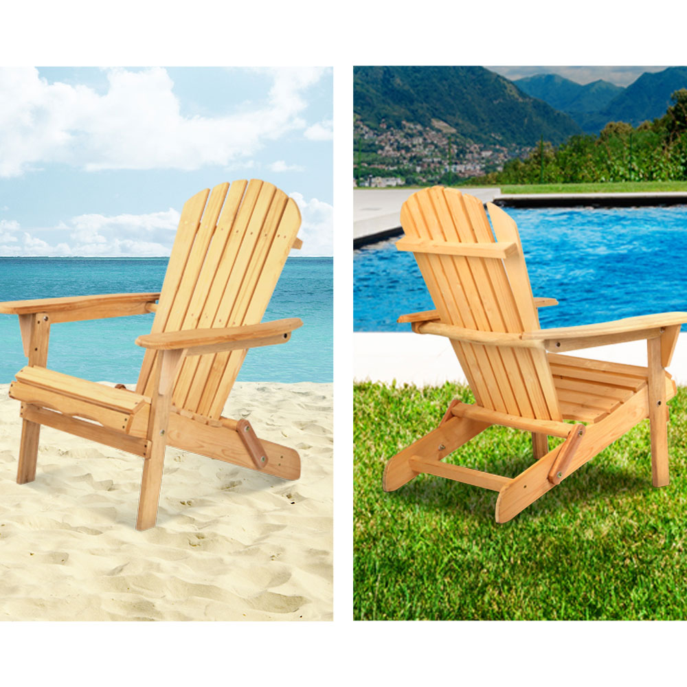 Outdoor Adirondack Lounge Beach Chair - Natural