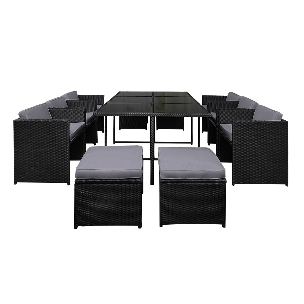 11 PC Outdoor Dining Set - Black
