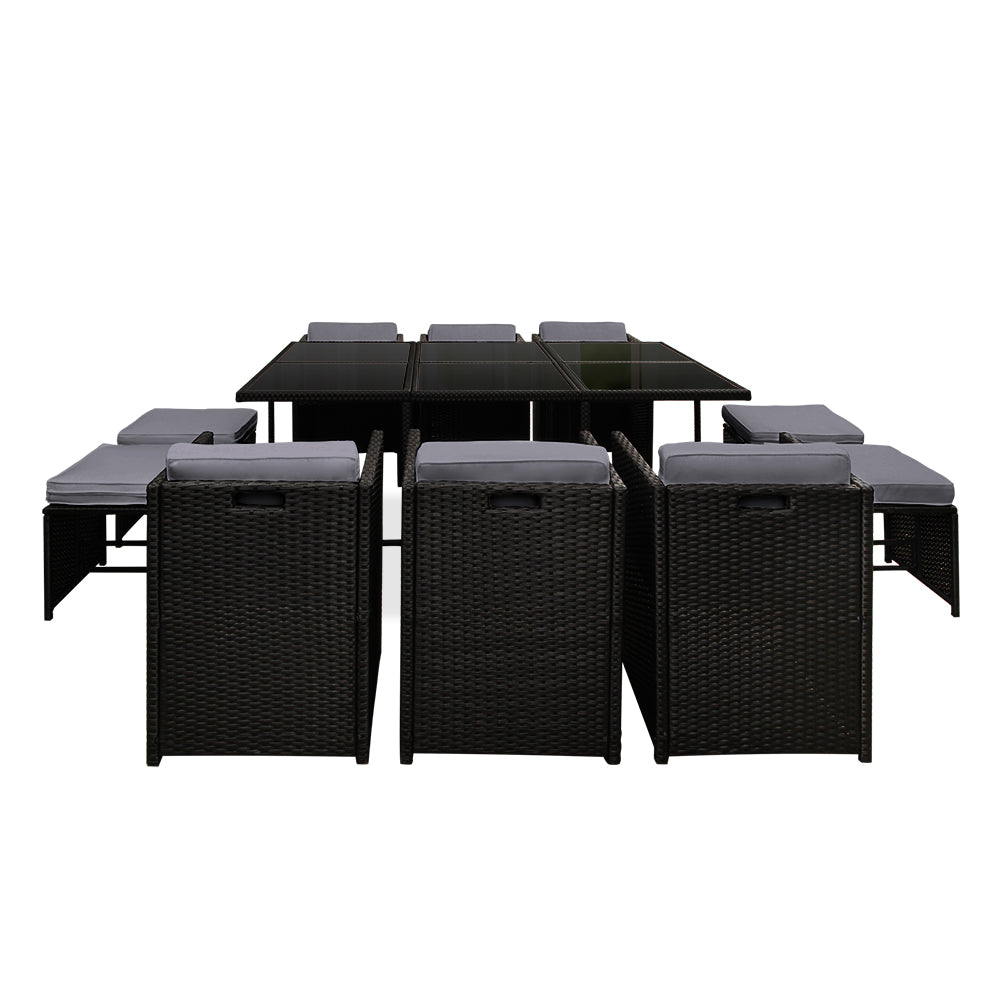 11 PC Outdoor Dining Set - Black