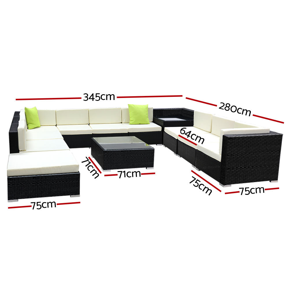 12PC Outdoor Wicker Sofa Set