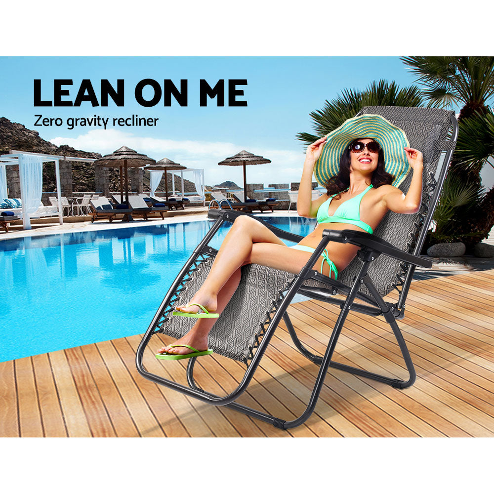 Outdoor Portable Recliner Chair - - Beige