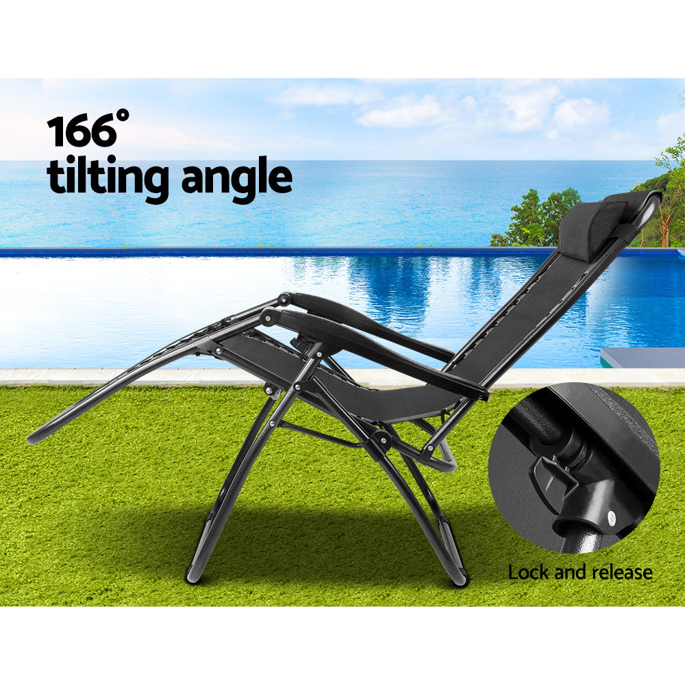 Outdoor Portable Recliner Chair - Black