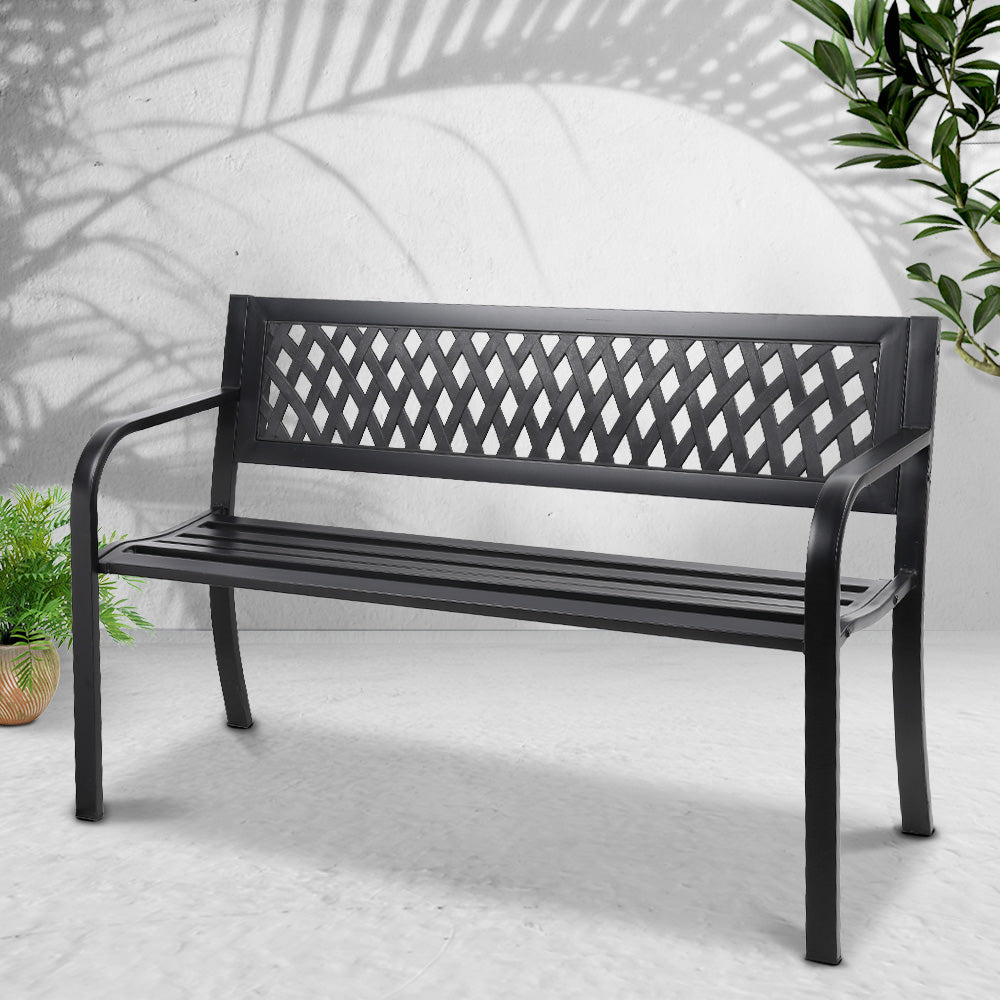 Steel Modern Garden Bench - Black