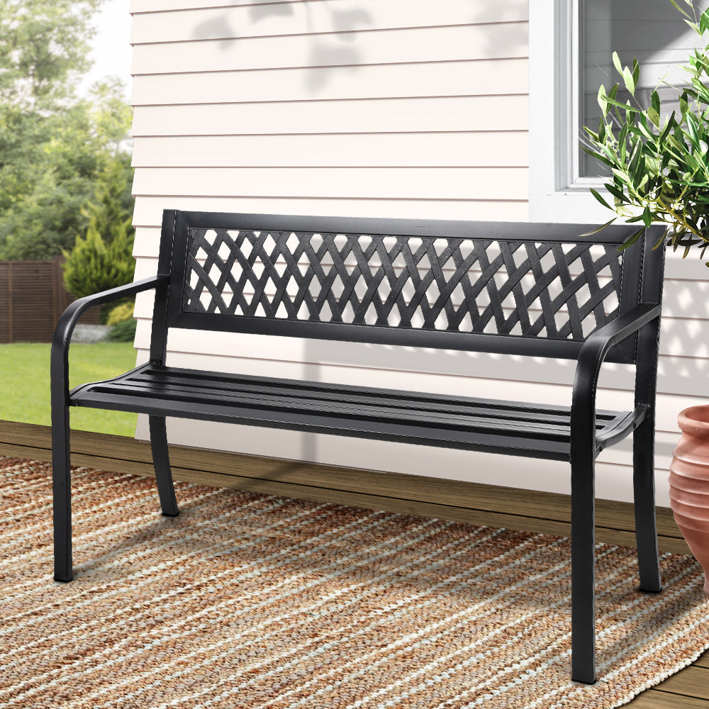 Steel Modern Garden Bench - Black
