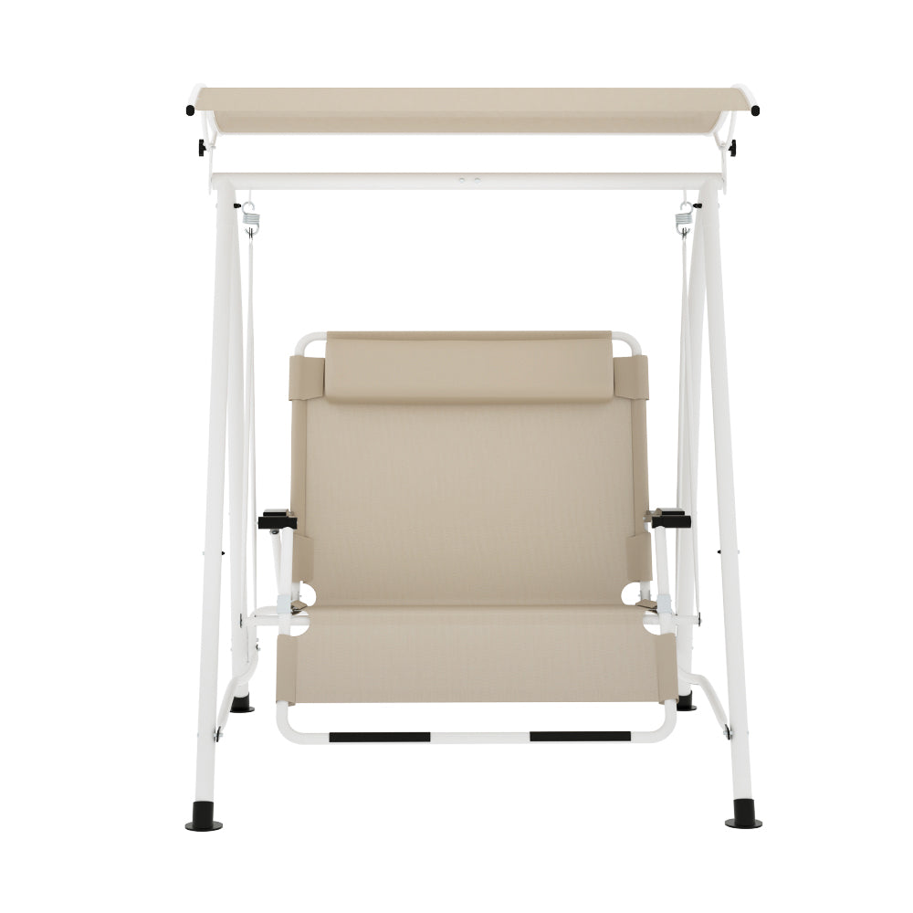 2 Seater Canopy Swing Chair - Beige